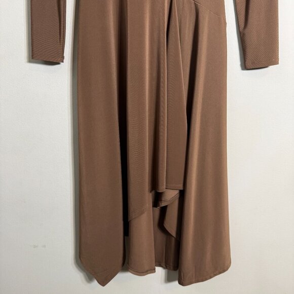 Wilfred Aritzia Nuage Asymmetrical Midi Dress Women's Small Brown Flowy Neutral - Picture 11 of 16
